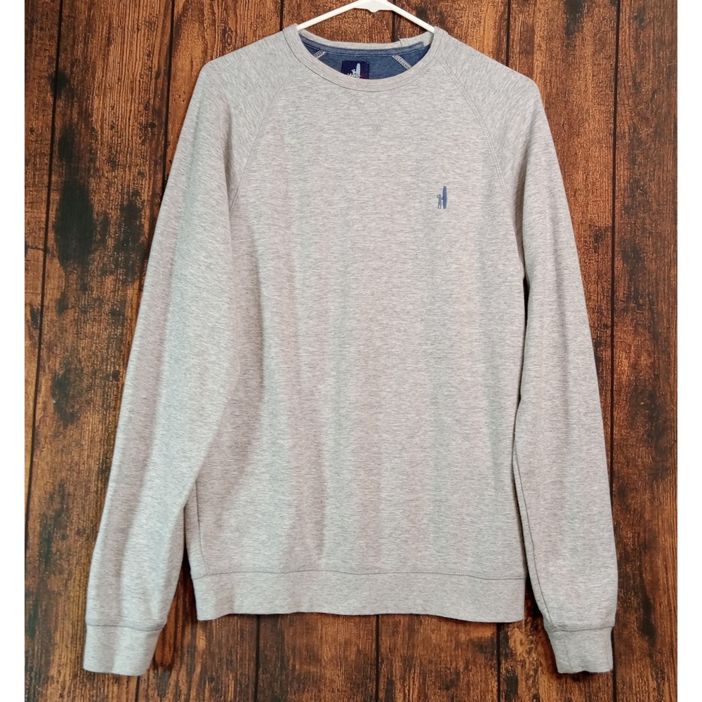 Johnnie-O Mens Santa Monica Gray Raglan Crewneck Sweatshirt Surfer Logo Small